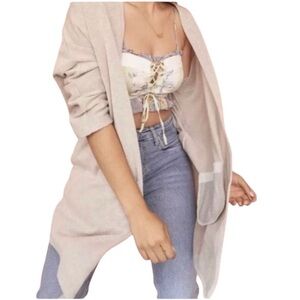 DONNI Cardigan  Women's One Size Fits All Gray Ribbed Anthroplogie Large Sweater